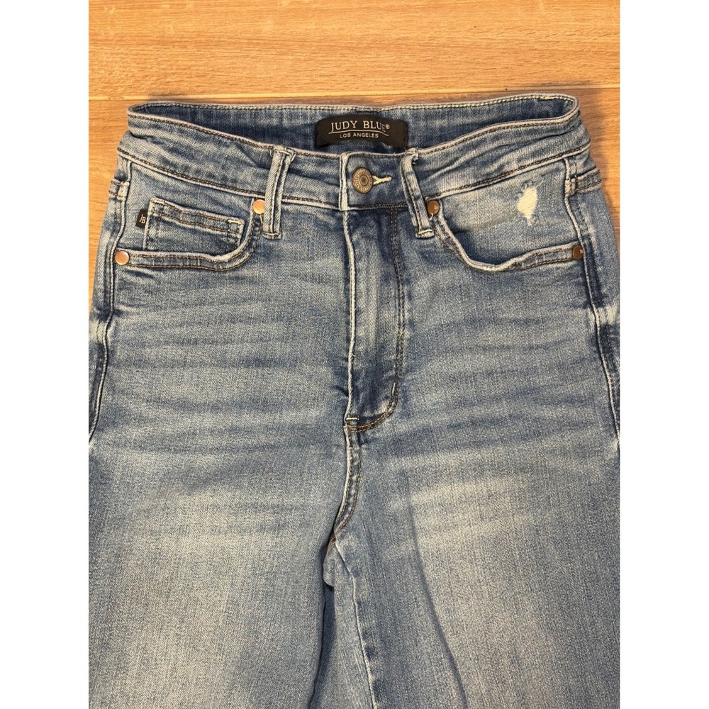 Judy Blue High Waist Distressed Wide Leg Jeans Medium Wash Size 3/26‎ - Picture 2 of 10